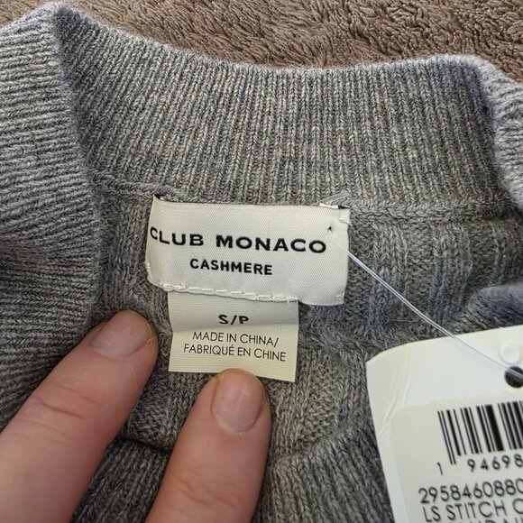 NWT Club Monaco 100% Cashmere Sweater Women’s Small Heather Grey Mock Neck Soft - Picture 4 of 14